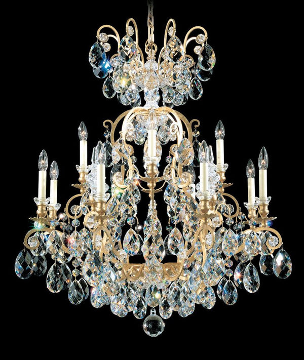 Chandelier, 13-Light, Heirloom Gold, Clear Swarovski Crystal, 32"W (3772-22S AY6PZ)