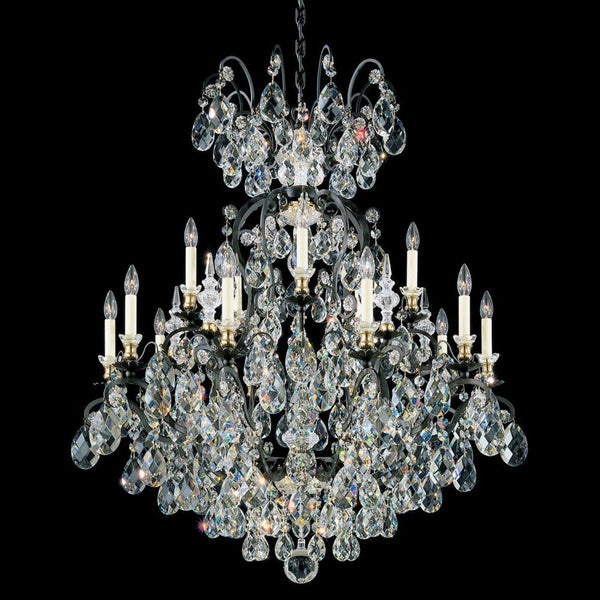 Chandelier, 16-Light, Black, Clear Swarovski Crystal, 38"W (3773-51S 1HZRM7)