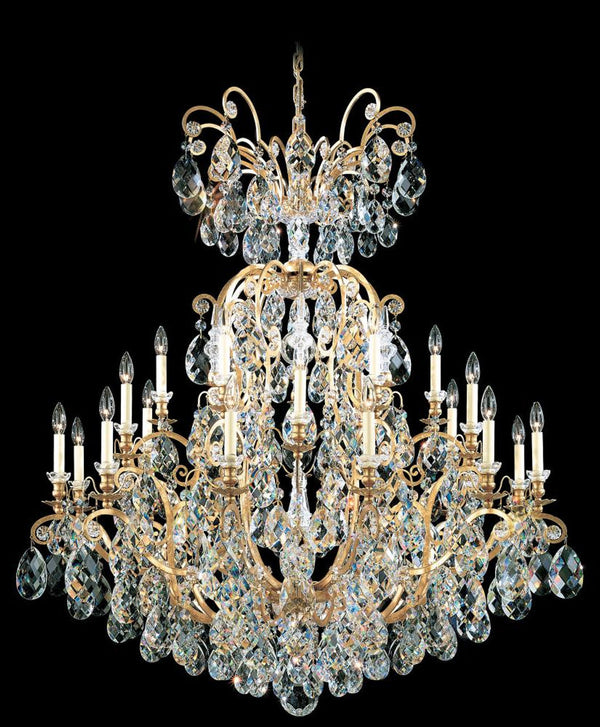 Chandelier, 25-Light, Heirloom Gold, Clear Swarovski Crystal, 45"W (3774-22S C14GT)