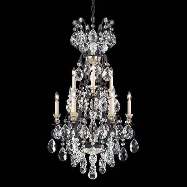 Chandelier, 10-Light, Black, Clear Swarovski Crystal, 21"W (3780-51S 1HZRMN)