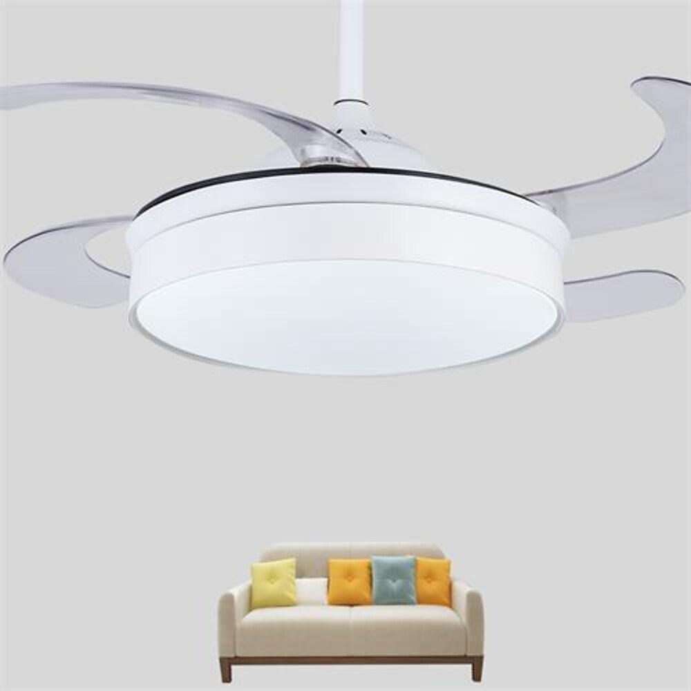 Round Drum Shaped LED Nordic Retractable Ceiling Fan with Lights