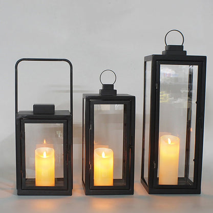 Glass Candle Holder DC 5V LED Black Modern Portable Outdoor Floor Llights