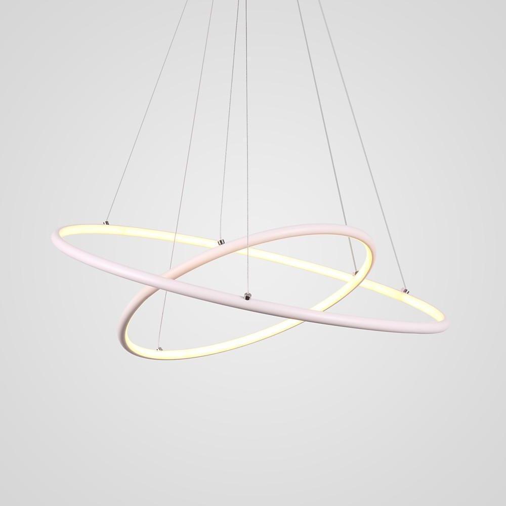 Modern LED Chandelier Minimalist 2-Ring Geometric Lights with Adjustable Height