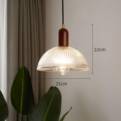 Country Glass Bamboo Wood Pendant Lighting Bowl Vintage Pendant Lighting