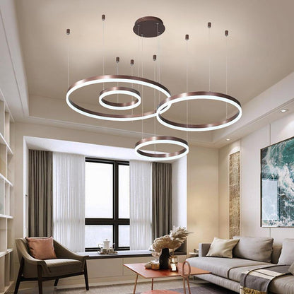 Circle Aluminum Large Chandeliers for High Ceilings Living Room Ceiling Lights