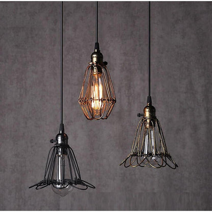 Nordic Vintage Metal Lantern Pendant Light LED Industrial Ceiling Light