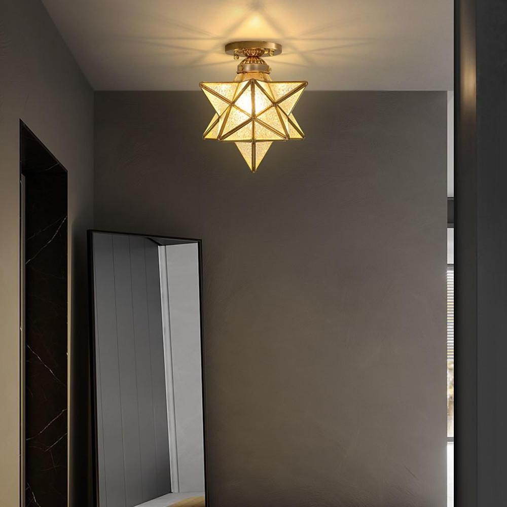 Geometric Multi Pointed Star Pendant Light Metal Glass Entryway Lighting