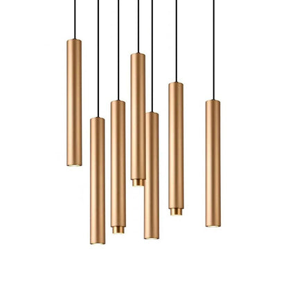 Elongated Cylindrical Shaped LED Gold Modern Pendant Light Island Lights