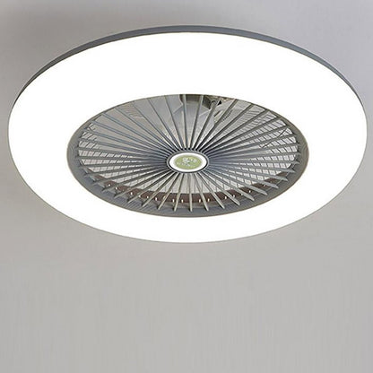 Round Flush Mount Remote Controlled Bladeless Ceiling Fans with LED Lights