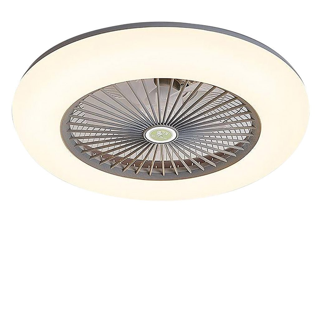 Round Flush Mount Remote Controlled Bladeless Ceiling Fans with LED Lights