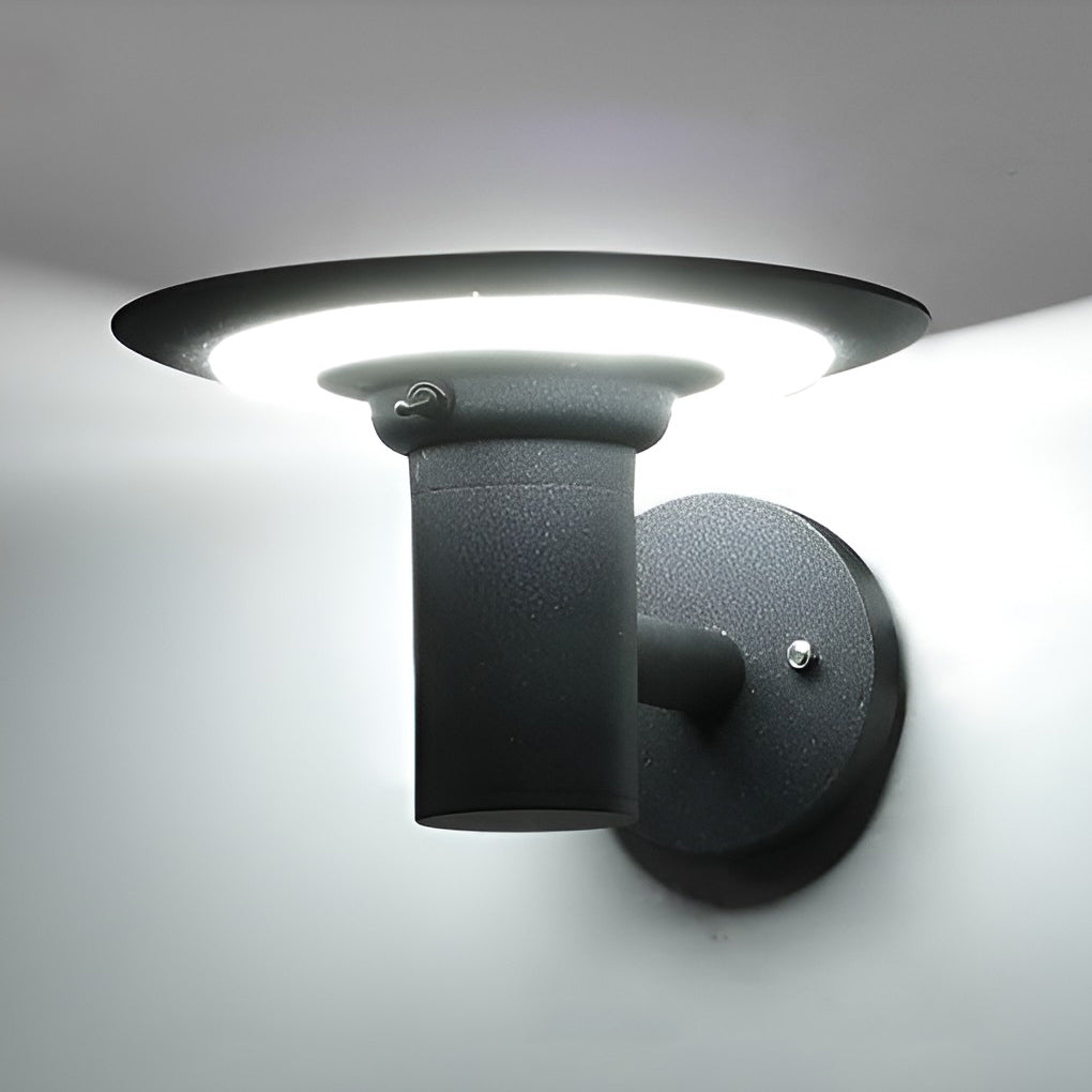 Round UFO-shaped LED Waterproof Solar Modern Outdoor Sconces Wall Lamp