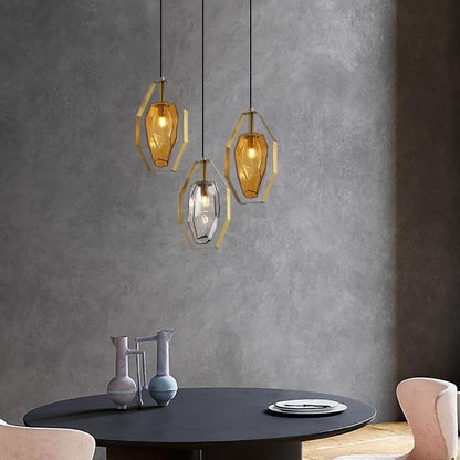 Electroplated Metal Glass LED Nordic Pendant Lighting Kitchen Island Lighting