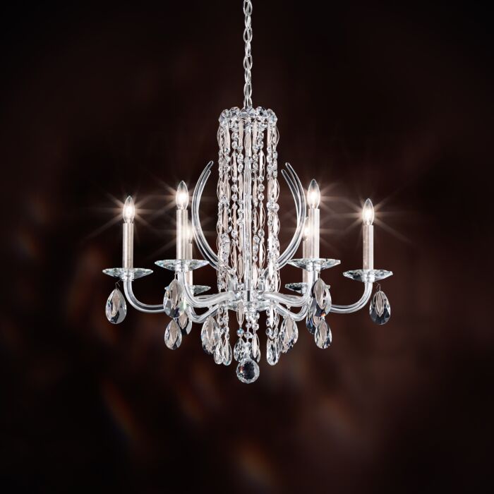 Sarella 6-Light Chandelier in Antique Silver with Crystal Heritage Crystals