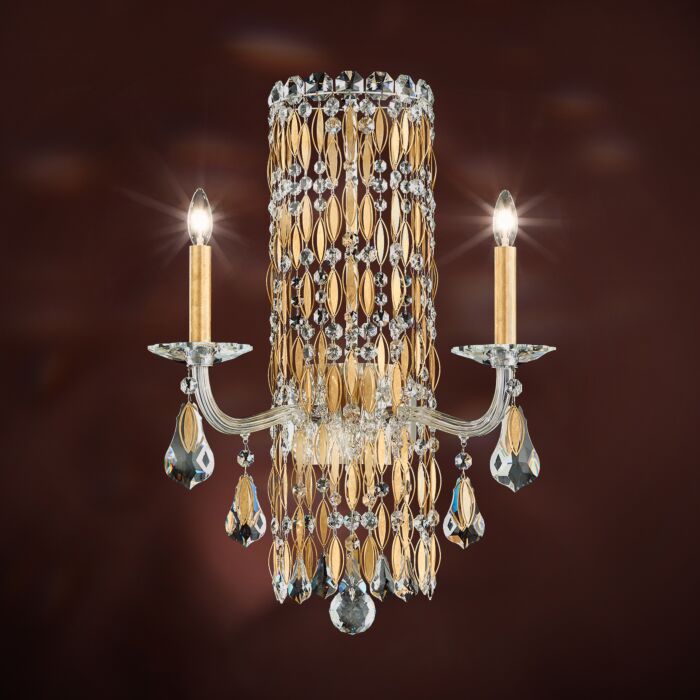 Sarella 2-Light Wall Sconce in Heirloom Gold with Crystals From Swarovski Crystals