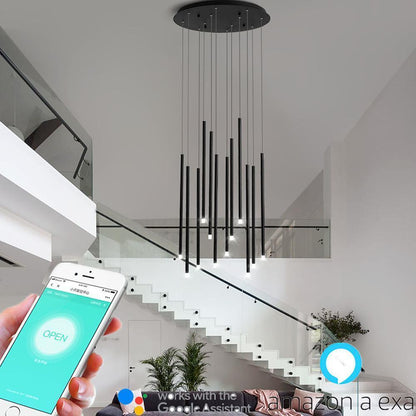 Linear Cluster Elongated Cylindrical LED Modern Pendant Light Chandelier