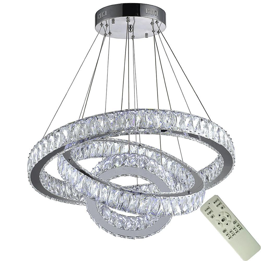 Interwoven Circle Crystal Dimmable LED Modern Chandeliers Pendant Light