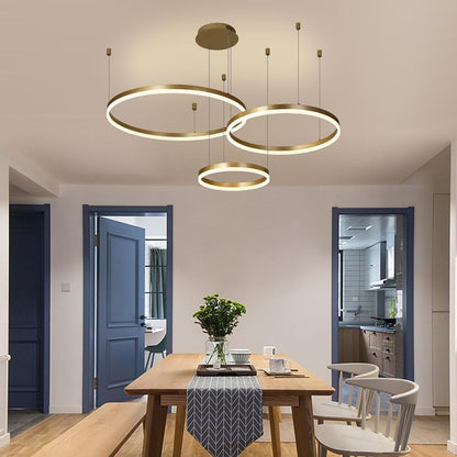 3-Ring Modern Gold/Coffee Electroplated Dining Room Chandelier