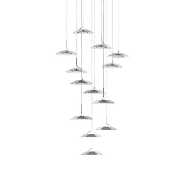 Pendant, 13-Light, Circular, LED, Chrome, Matte White Canopy, 22"W (RYP-C13-SW-CRM 407UELD)