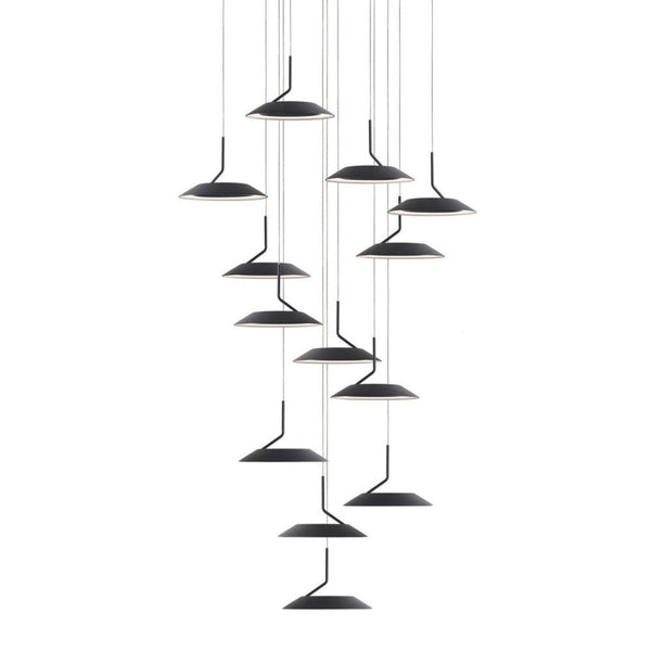 Pendant, 13-Light, Circular, LED, Matte Black, Matte Black Canopy, 22"W (RYP-C13-SW-MTB 407UEL9)