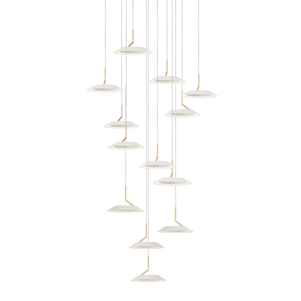 Pendant, 13-Light, Circular, LED, Matte White, Gold Accent, Matte White Canopy, 22"W (RYP-C13-SW-MWG 407UELC)