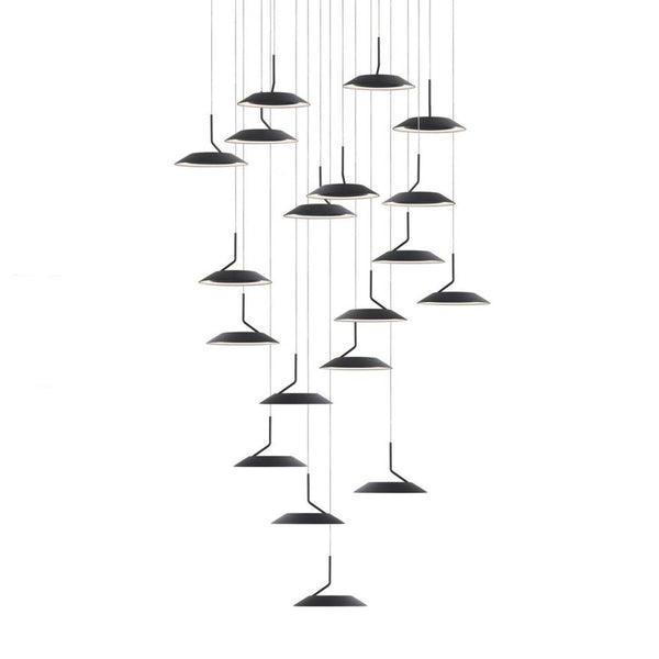 Pendant, 19-Light, Circular, LED, Matte Black, Matte Black Canopy, 22"W (RYP-C19-SW-MTB 407UELE)