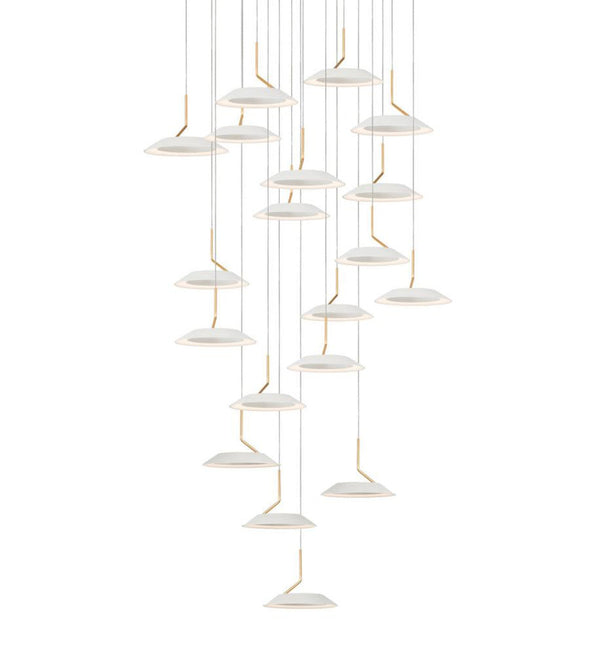 Pendant, 19-Light, Circular, LED, Matte White, Gold Accent, Matte White Canopy, 22"W (RYP-C19-SW-MWG 407UELG)