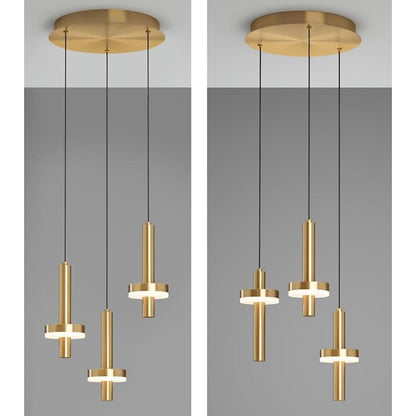 Circle Cylinder LED Gold Nordic Pendant Light Hanging Lamp Island Lights