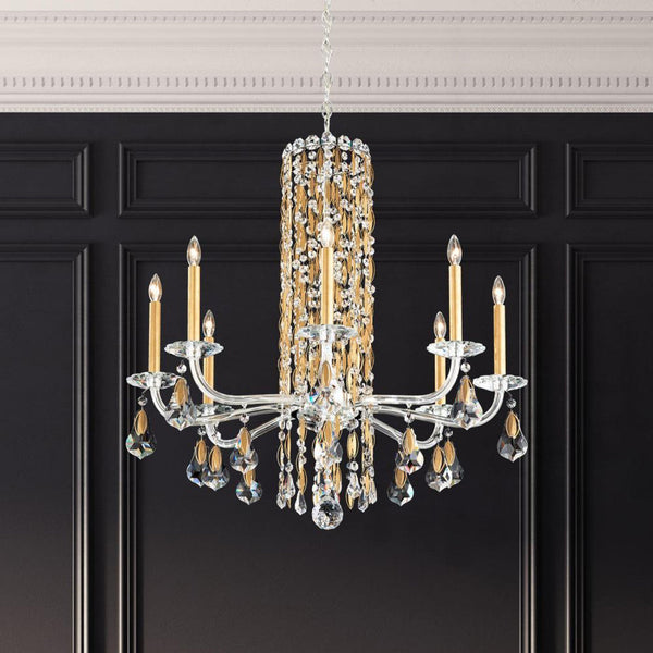 Chandelier, 8-Light, Antique Silver, Clear Heritage Crystal,30"W (RS83081N-48H 1J5WVU)