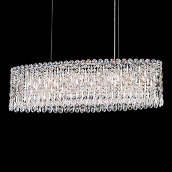 Linear Chandelier, 12-Light, Polished Stainless Steel, Clear Heritage Crystal, 36"W (RS8340N-401H 1HZWJU)