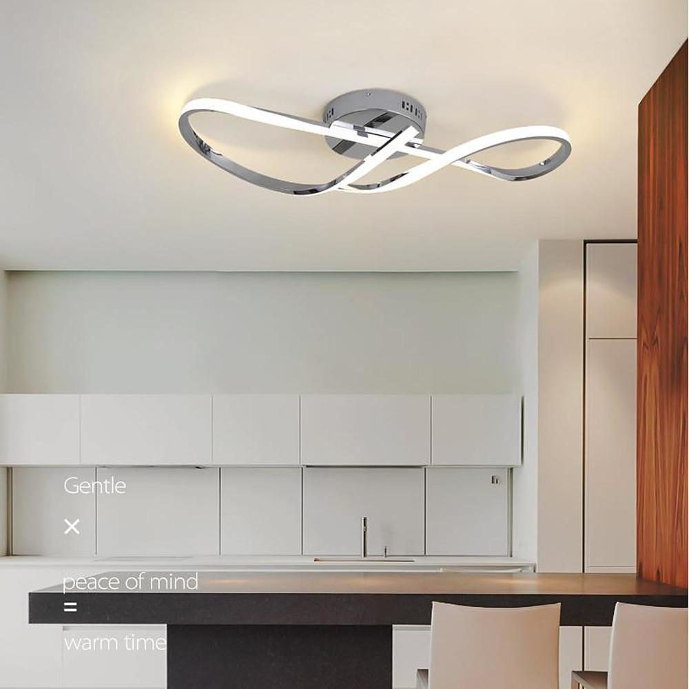 Wavy Pretty LED Nordic Linear Dimmable Semi-Flush Mount Ceiling Light