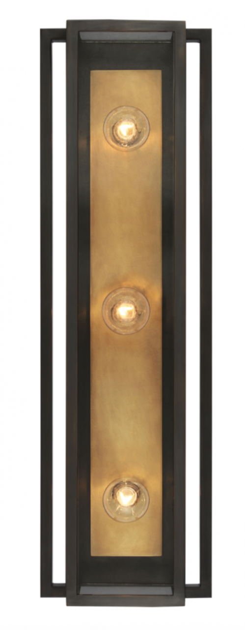 Vanity Light, 3-Light, Bronze and Hand-Rubbed Antique Brass, 24"H (S 2203BZ/HAB-CG CX51W)