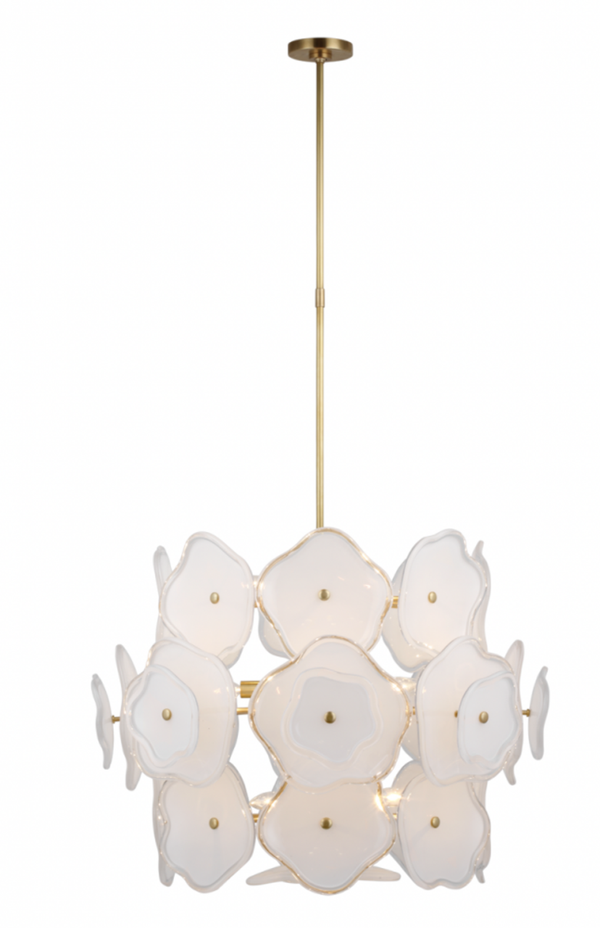 Large Barrel Chandelier, 11-Light, Soft Brass, 30.5"W (KS 5067SB-CRE CX05P)