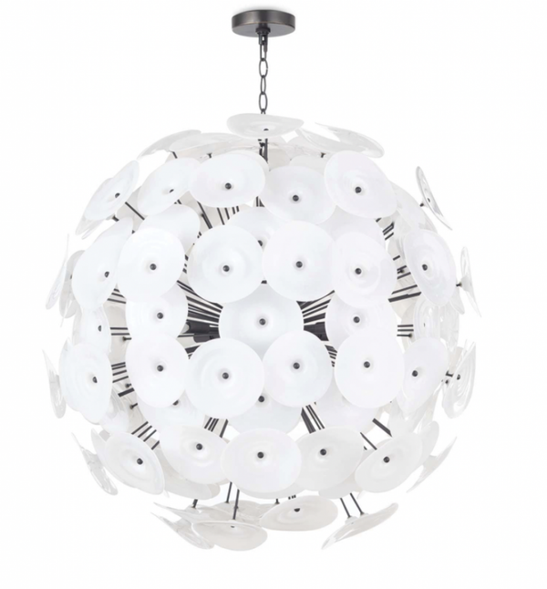 Glass Chandelier, 12-Light, White, 38"H (16-1188WT 50503QR)