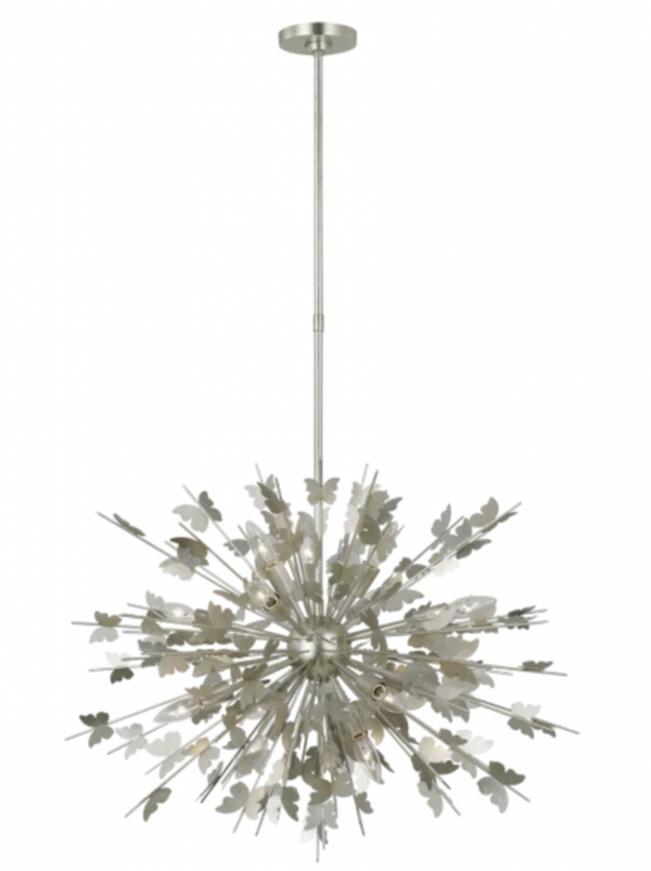 Medium Chandelier, 14-Light, Burnished Silver Leaf, 30"W (JN 5501BSL CX4ZT)