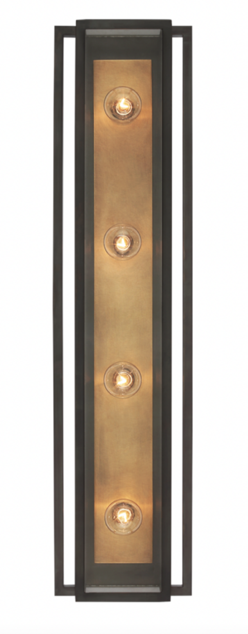 Vanity Light, 4-Light, Bronze and Hand-Rubbed Antique Brass, 30"H (S 2204BZ/HAB-CG CX5ZX)