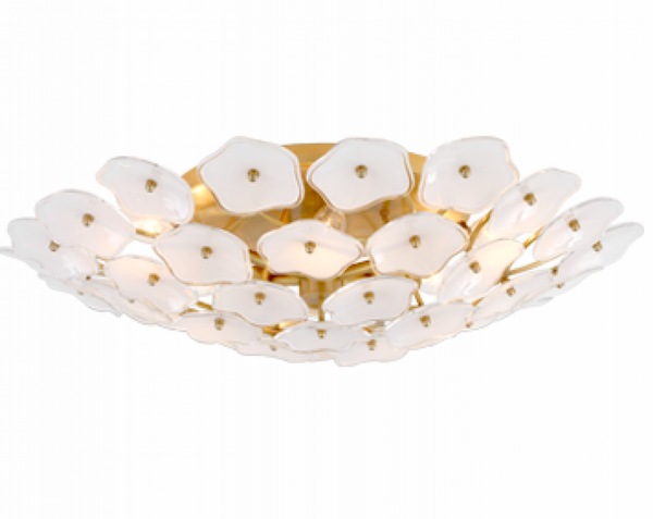 Large Flush Mount, 6-Light, LED, Soft Brass, 25.75"W (KS 4066SB-CRE CWX8K)