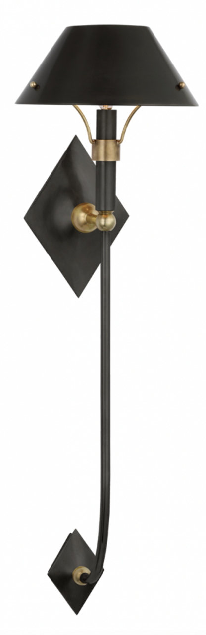 X-Large Sconce, 1-Light, LED, Bronze, Hand-Rubbed Antique Brass, Bronze Shade, 30"H (TOB 2723BZ/HAB-BZ CX525)