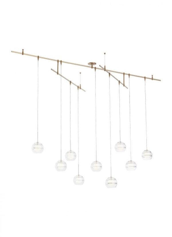 Ceiling Pendant, 9-Light, LED, Aged Brass, 96"L (700SDN9CR-LED930S 70PGJEZ)