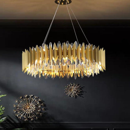 Modern Round Crystal Chandelier Stainless Steel Single Ceiling Light