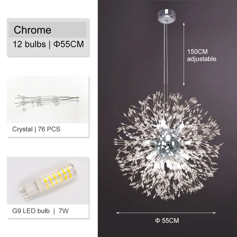 El Sol Crystal Dandelion Lighting Fixture