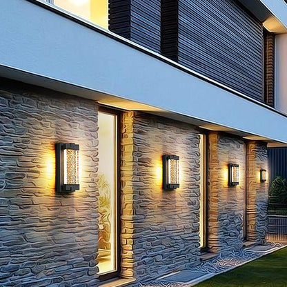 Rectangular Bubbles Crystal Waterproof COB Black Outdoor Wall Lights