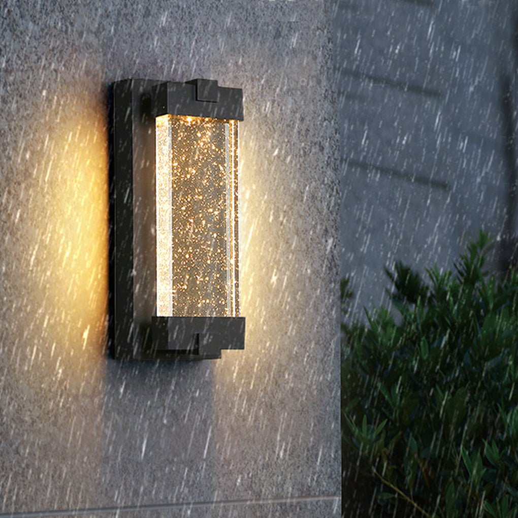 Rectangular Bubbles Crystal Waterproof COB Black Outdoor Wall Lights