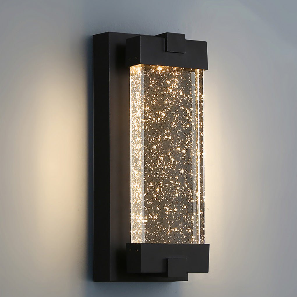 Rectangular Bubbles Crystal Waterproof COB Black Outdoor Wall Lights