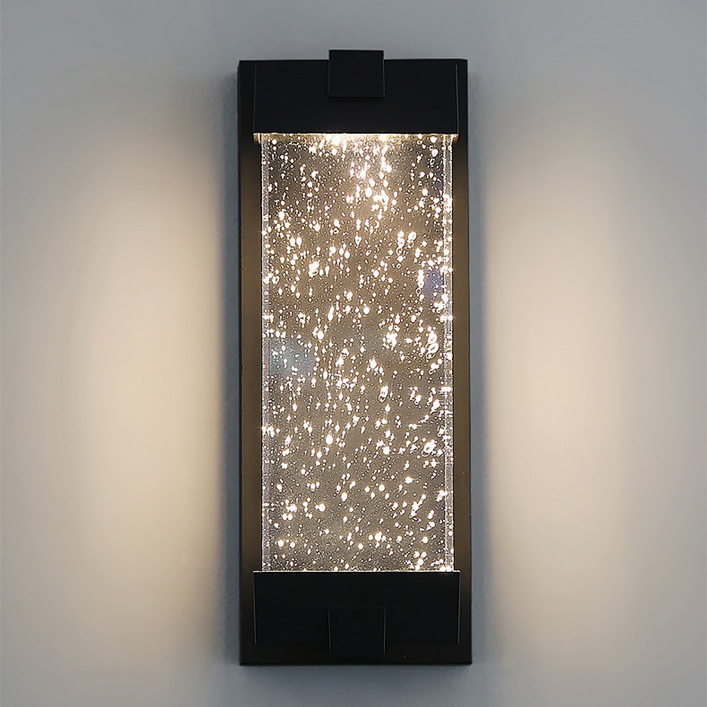 Rectangular Bubbles Crystal Waterproof COB Black Outdoor Wall Lights