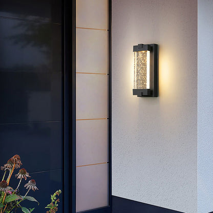 Rectangular Bubbles Crystal Waterproof COB Black Outdoor Wall Lights