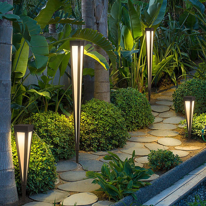 Square Conical LED Waterproof RGB Solar Lights Outdoor Pathway Lights