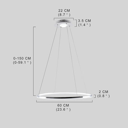 LED Circular Sturdy Modernistic Brushed Nickel Pendant Light With Remote Controller