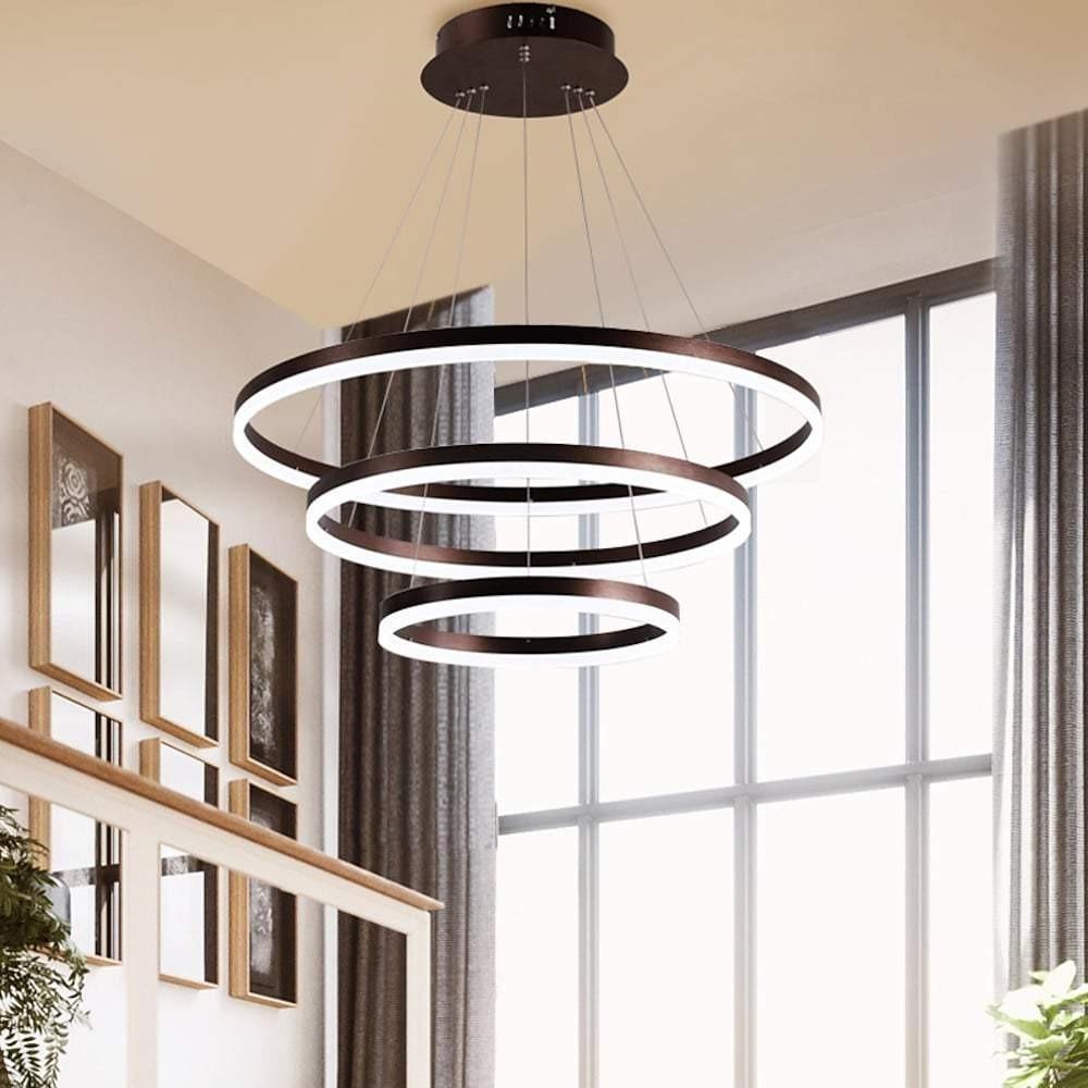 3 Circle Graduated Bedroom Pendant Lights Remote Control Pendant Lighting