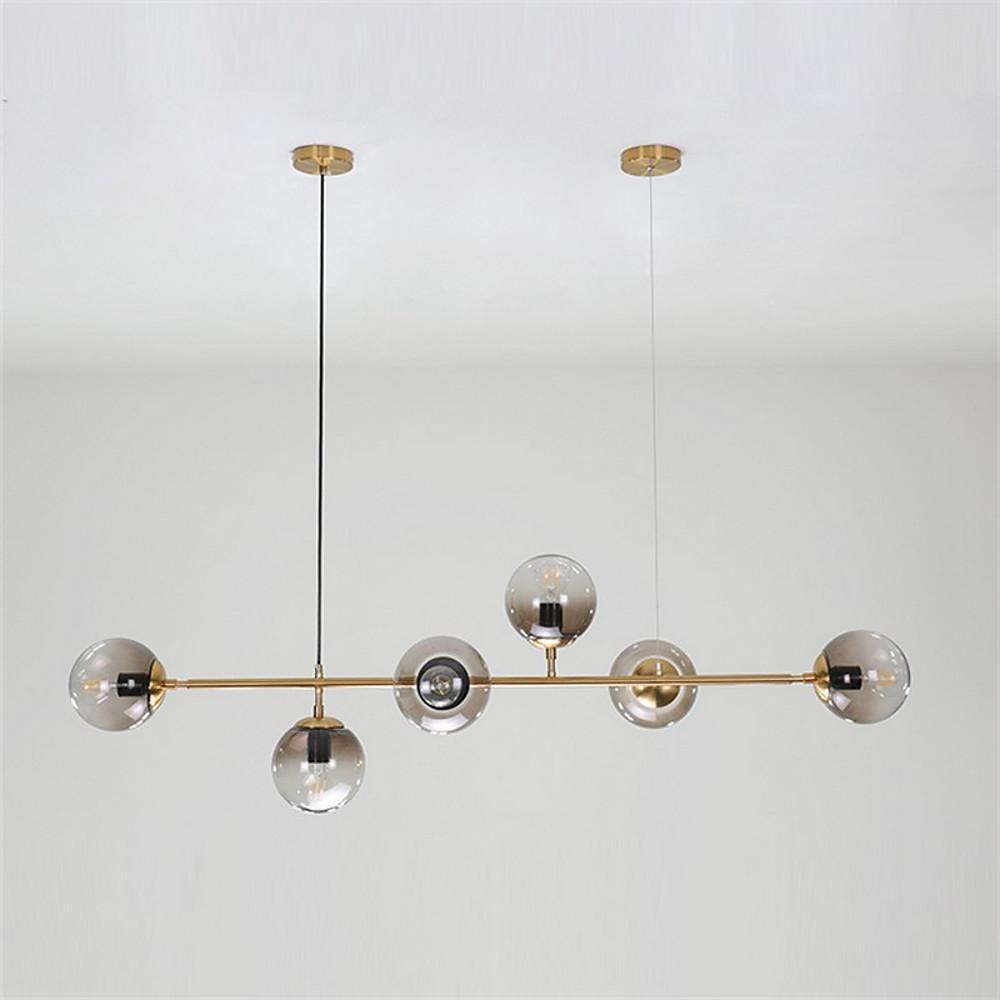 6 Glass Globes LED Electroplated Modern Chandelier Pendant Light Hanging Lamp