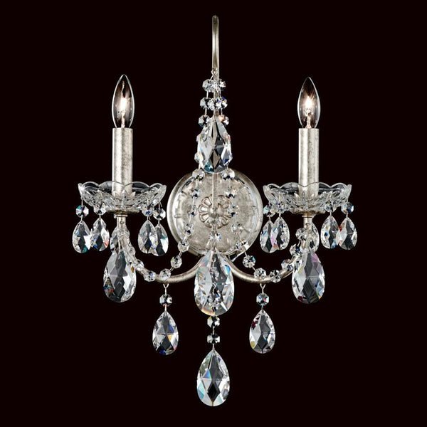 Wall Sconce, 2-Light, Antique Silver, Clear Heritage Crystal, 17"H (ST1939N-48H 180ZX0)